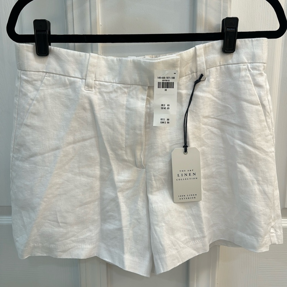 Abercrombie and Fitch White Linen Shorts